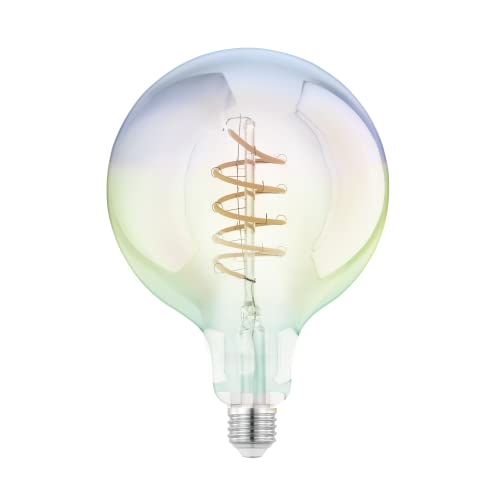 EGLO E27 LED Lampe farbig, große Glühbirne bunt schimmernd, Globe Leuchtmittel in Regenbogenfarben, 3 Watt, Glühlampe warmweiß, 2200k, G150, Ø 15 cm von EGLO
