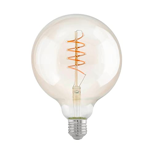 EGLO E27 Lampe, Spiral LED Glühbirne Globe, Vintage Leuchtmittel amber für Retro Beleuchtung, 4 Watt (entspricht 26 Watt), 270 Lumen, warmweiß, 2200k, Edison Birne G125, Ø 12,5 cm von EGLO