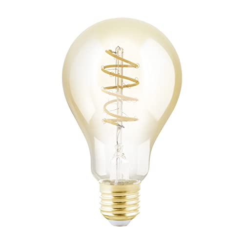 EGLO E27 Lampe dimmbar, Spiral LED Retro Glühbirne, Vintage Deko Leuchtmittel amber, 4 Watt (entspricht 25 Watt), 245 Lumen, warmweiß, 2200k, Edison Birne A75, Ø 7,5 cm von EGLO
