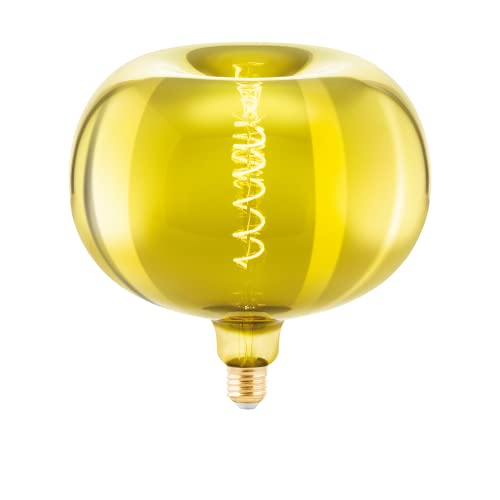 EGLO E27 Lampe dimmbar in Apfelform, Spiral LED Glühbirne Big Size, extra-großes Vintage Deko Leuchtmittel gold-bedampft im Retro-Design, 4 Watt, 40 Lumen, warmweiß, 1900k, Ø 22 cm von EGLO