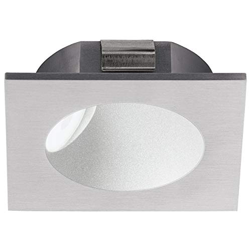 EGLO LED Einbaustrahler Zarate 1, LED Spot aus Aluminiumguss und Kunststoff, LED Einbauleuchte in Silber, Weiß, Einbaustrahler LED flach, L x B 8 cm von EGLO