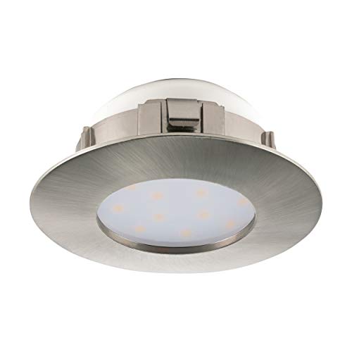 EGLO LED Einbaustrahler Pineda, LED Spot aus Kunststoff, LED Einbauleuchte in Nickel-Matt, Einbaustrahler LED flach, Ø 7,8 cm von EGLO