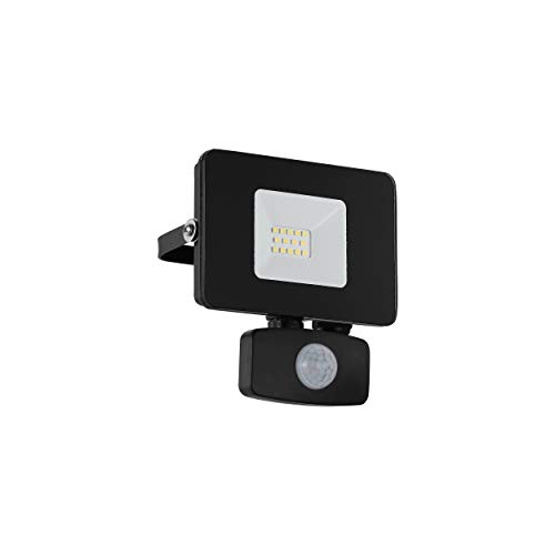 EGLO LED Außen-Strahler Faedo 3, 1 flammige Außenleuchte inkl. Bewegungsmelder, Sensor-Wandstrahler aus Alu, Farbe: Weiß, Glas: klar, 10 Watt, IP44 von EGLO