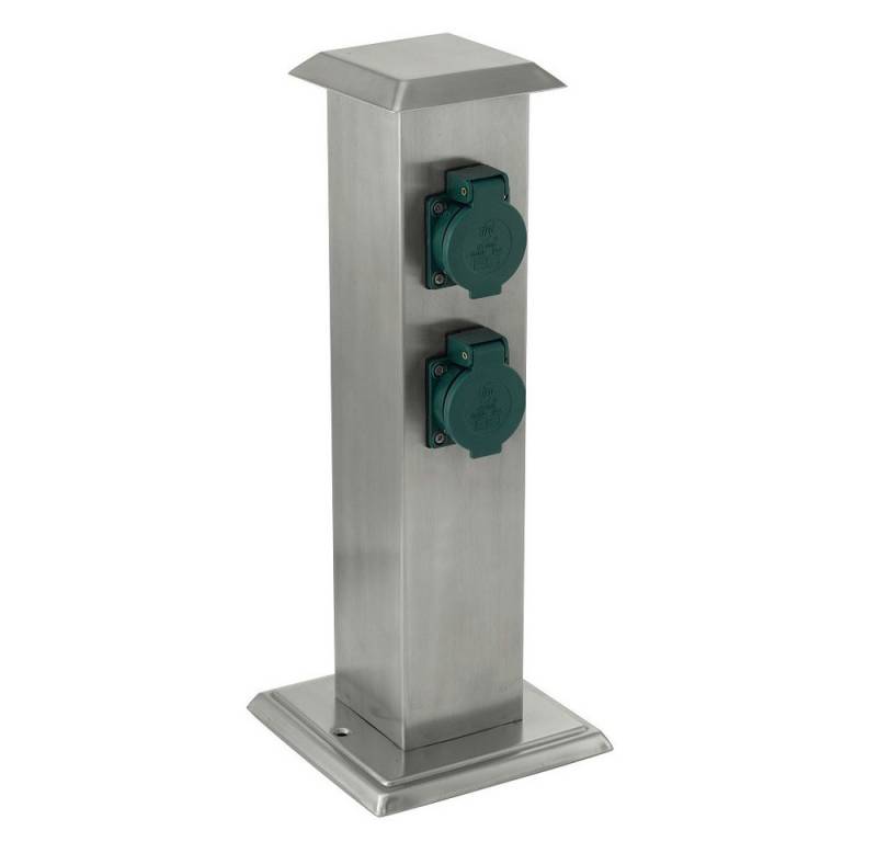 EGLO Gartensteckdose 90748 EGLO Park 4 Gartensteckdosensäule Edelstahl silber-grün von EGLO