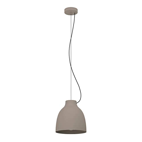 EGLO Hängelampe Camasca, Esstisch Pendelleuchte 1-flammig, höhenverstellbare Esszimmerlampe aus Metall in Taupe, Hängeleuchte mit E27 Fassung von EGLO