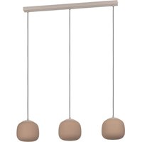 Eglo - Hängelampe Cominio, 3-flammige Pendelleuchte über Esstisch, Esszimmerlampe aus satiniertem Glas in Sandfarben und Metall in Taupe, von EGLO
