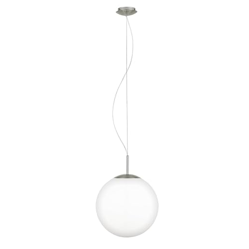 EGLO Hängelampe Piedale Pro, Glaskugel Pendelleuchte über Esstisch, Deckenlampe Kugel hängend, Metall in Silber und Glas in weiß satiniert, E27 Fassung, Ø 35 cm EGLO Hängelampe Piedale Pro, Glaskugel Pendelleuchte über Esstisch, Deckenlampe Kugel hängend, Metall in Silber und Glas in weiß satiniert, E27 Fassung, Ø 35 cm von EGLO