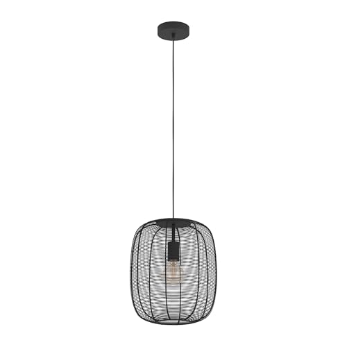 EGLO Hängelampe Rinroe, 1-flammige Pendelleuchte über Esstisch, Industrie Deckenlampe hängend aus Metall in Schwarz, Esszimmerlampe mit E27 Fassung, Ø 32,5 cm EGLO Hängelampe Rinroe, 1-flammige Pendelleuchte über Esstisch, Industrie Deckenlampe hängend aus Metall in Schwarz, Esszimmerlampe mit E27 Fassung, Ø 32,5 cm von EGLO