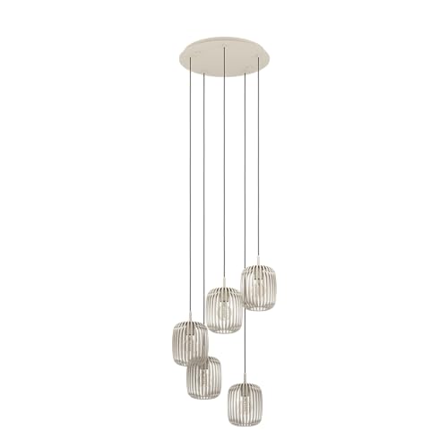 EGLO Hängelampe Romazzina, Cluster Pendelleuchte 5-flammig, Esszimmerlampe über Esstisch aus Metall in Sandfarben, Hängeleuchte mit E27 Fassung EGLO Hängelampe Romazzina, Cluster Pendelleuchte 5-flammig, Esszimmerlampe über Esstisch aus Metall in Sandfarben, Hängeleuchte mit E27 Fassung von EGLO