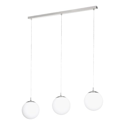 EGLO Hängelampe Rondo, 3-flammige Pendelleuchte Esstisch, Hängeleuchte aus Metall in Silber und Glas in Opal matt weiß, E27 Fassung, 96 cm EGLO Hängelampe Rondo, 3-flammige Pendelleuchte Esstisch, Hängeleuchte aus Metall in Silber und Glas in Opal matt weiß, E27 Fassung, 96 cm von EGLO