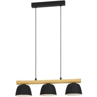 Eglo - Hängelampe Sherburn, Pendelleuchte Esstisch 3-flammig, Esszimmerlampe aus Metall in Schwarz und Holz in Naturfarben, FSC100HB, Hängeleuchte von EGLO