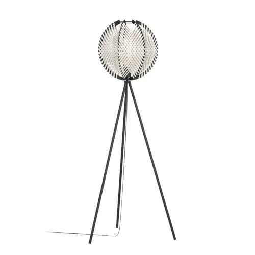 EGLO Stativ Stehleuchte Waverton, Stehlampe Holz in Schwarz und Textil in Beige, Dreibein Standleuchte Wohnzimmer, Wohnzimmerlampe mit E27 Fassung von EGLO