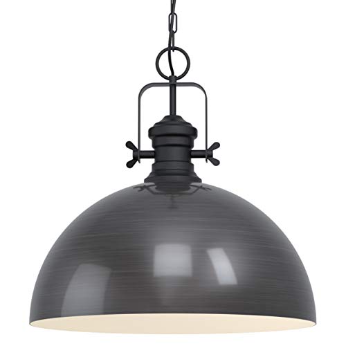 EGLO Pendelleuchte Combwich, 1 flammige Hängelampe Industrial, Vintage, Retro, Hängeleuchte aus Stahl in Schwarz, Creme, Esstischlampe, Wohnzimmerlampe hängend mit E27 Fassung, Ø 53 cm von EGLO