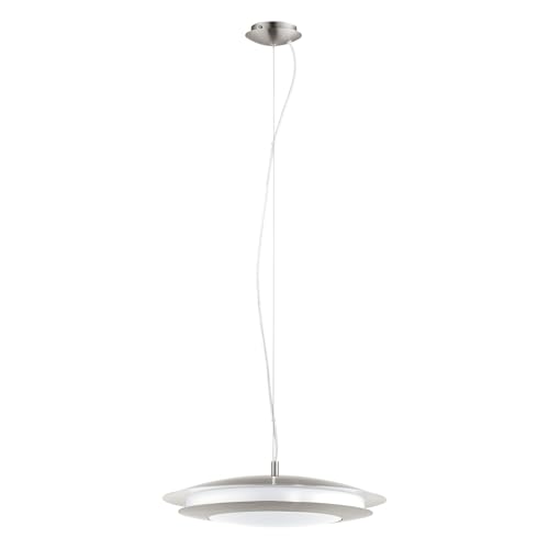 EGLO connect LED Pendelleuchte Moneva-C, 1 flammige Hängelampe, Hängeleuchte aus Stahl und Kunststoff in Nickel-Matt, Weiß mit Farbtemperaturwechsel (warm, neutral, kalt), RGB, dimmbar, Ø 48,5 cm von EGLO