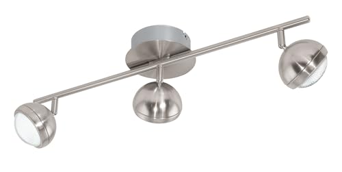 EGLO LED Deckenlampe Lombes 1, Deckenstrahler, Stahl, Alu in nickel-matt, Kunststoff in klar warmweiß von EGLO