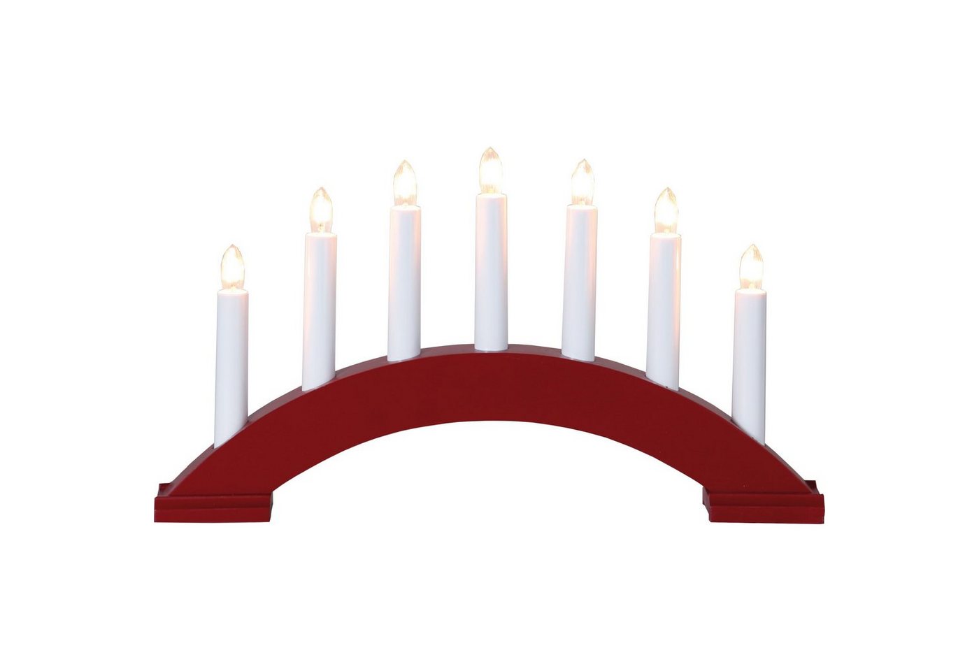 EGLO Kerzenständer Bea, Lichterbogen Weihnachten mit 7 Kerzen, gebogen aus Holz, rot mit Kabel von EGLO