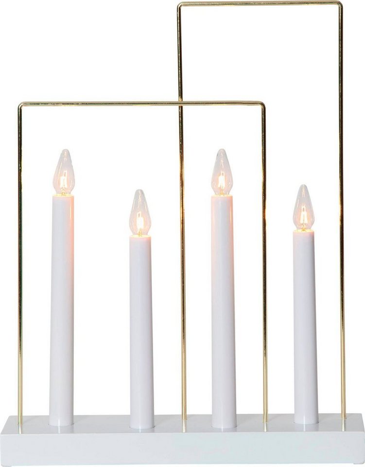 EGLO Kerzenständer Glossy frame, LED Lichterbogen Weihnachten, Messingelemente, Schwibbogen mit Kabel von EGLO