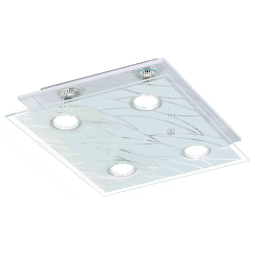 EGLO LED 12 Watt Deckenleuchte Hauslampe Leuchte Wohnzimmer Glas Edelstahl Flur Farella 13674 von EGLO