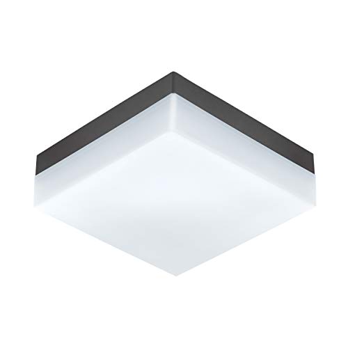 EGLO LED Außen-Deckenlampe Sonella, 1 flammige Außenleuchte für Wand und Decke, Deckenleuchte aus Kunststoff, Farbe: Anthrazit, weiß, IP44 von EGLO