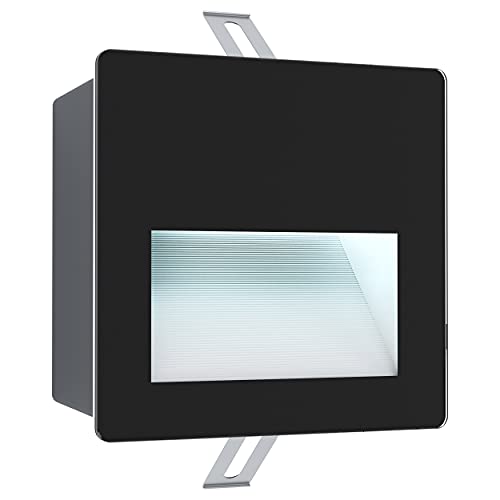 EGLO LED Außen Einbauleuchte Aracena, LED Einbaustrahler aus Glas, Kunststoff, Aluminium in Schwarz und Klar, Außenlampe, LED Wand Einbaulampe neutralweiß, IP64, L x B 14 cm von EGLO