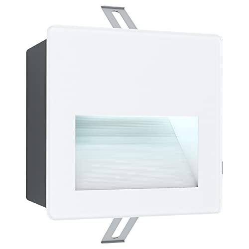 EGLO LED Außen Einbauleuchte Aracena, LED Einbaustrahler aus Glas, Kunststoff, Aluminium in Weiß und Klar, Außenlampe, LED Wand Einbaulampe neutralweiß, IP64, L x B 14 cm von EGLO