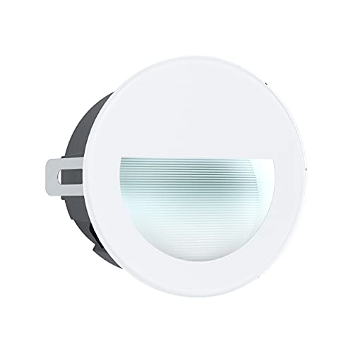 EGLO LED Außen Einbauleuchte Aracena, LED Einbaustrahler aus Glas, Kunststoff, Aluminium in Weiß und Klar, Außenlampe, LED Wand Einbaulampe neutralweiß, IP64, Ø 12,5 cm von EGLO