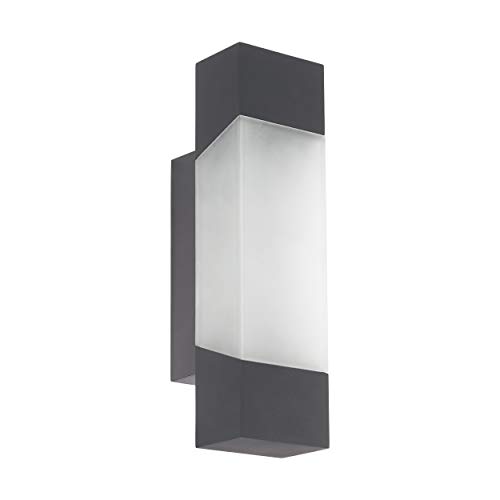 EGLO LED Außen-Wandlampe Gorzano, 1 flammige Außenleuchte, Wandleuchte aus Stahl und Kunststoff, Farbe: Anthrazit, weiß, IP44 von EGLO