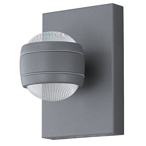 EGLO LED Außen-Wandlampe Sesimba 1, 2 flammige Außenleuchte, Wandleuchte aus Stahl und Kunststoff, Farbe: Silber, IP44 von EGLO
