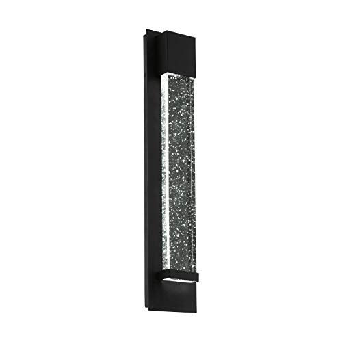 EGLO LED Außen-Wandlampe Villagrazia, 2 flammige Außenleuchte, Wandleuchte aus Alu und Glas, Farbe: Schwarz, Glas: klar mit Lufteinschlüssen, L: 40 cm, IP44 von EGLO