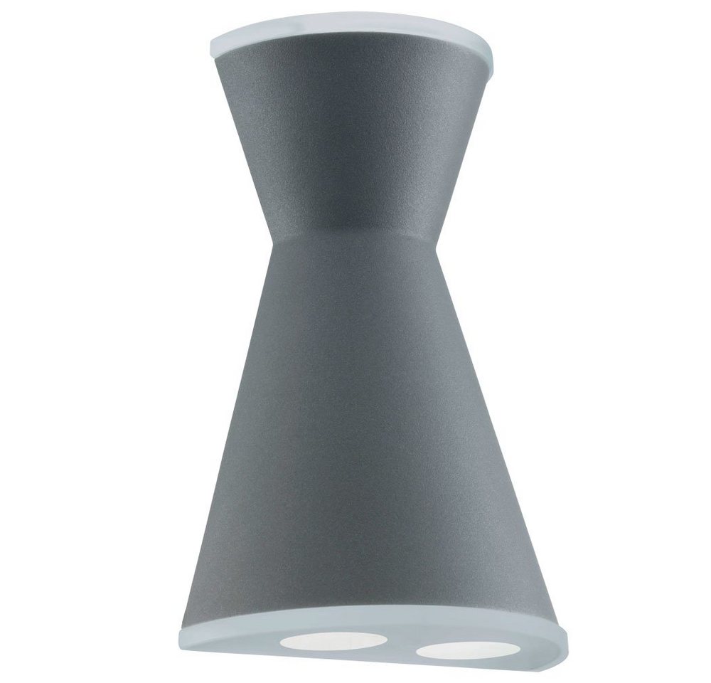 EGLO LED Außen-Wandleuchte, LED-Leuchtmittel fest verbaut, Warmweiß, Hauswandleuchte Fassadenlampe Wandleuchte LED Up Down silber Glas von EGLO