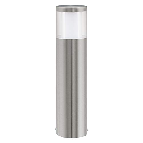 EGLO LED Außen-Wegelampe Basalgo 1, 1 flammige Außenleuchte, Wegeleuchte aus Edelstahl und Kunststoff, Farbe: Silber, weiß, H: 45 cm, IP44 von EGLO