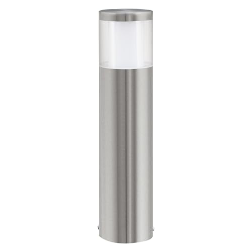 EGLO LED Außen-Wegelampe Basalgo 1, 1 flammige Außenleuchte, Wegeleuchte aus Edelstahl und Kunststoff, Farbe: Silber, weiß, H: 45 cm, IP44 von EGLO