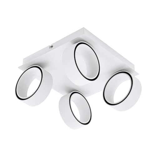 EGLO LED Deckenlampe Albariza, Spot Deckenleuchte aus Metall in weiß, Wohnzimmerlampe mit 4 Deckenspots, Deckenstrahler für Wohnzimmer, Küche und Flur, warmweiß von EGLO