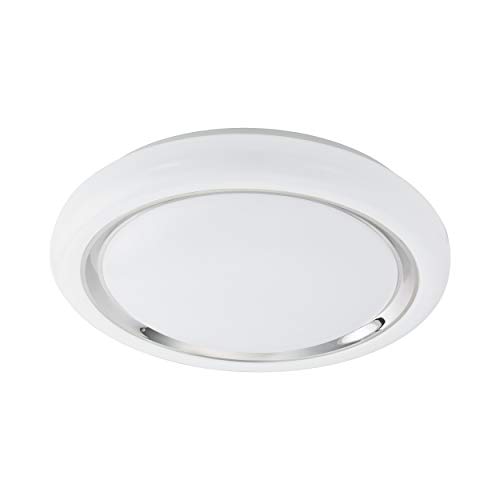 EGLO LED Deckenlampe Capasso, 1 flammige Deckenleuchte, Wandlampe mit Chromring, Material: Stahl und Kunststoff, Farbe: Chrom, weiß, Ø: 40 cm EGLO LED Deckenlampe Capasso, 1 flammige Deckenleuchte, Wandlampe mit Chromring, Material: Stahl und Kunststoff, Farbe: Chrom, weiß, Ø: 40 cm von EGLO