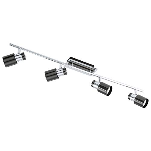 EGLO LED Deckenlampe Davida 1, 4 flammige Deckenleuchte, Deckenspot aus Metall in Chrom, Nickel-Nero, Wohnzimmerlampe, Spot inkl. GU10 Leuchtmittel, warmweiß von EGLO