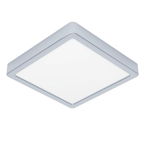 EGLO LED Deckenlampe Fueva 6, Bad Deckenleuchte 22 x 22 cm, Badlampe aus Stahl in Chrom und Kunststoff in Weiß, Badezimer Lampe, warmweiß-kaltweiß, IP44 von EGLO