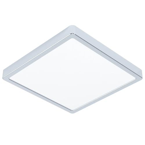 EGLO LED Deckenlampe Fueva 6, Bad Deckenleuchte 29 x 29 cm, Badlampe aus Stahl in Chrom und Kunststoff in Weiß, Badezimer Lampe, warmweiß-kaltweiß, IP44 von EGLO