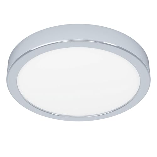 EGLO LED Deckenlampe Fueva 6, Bad Deckenleuchte Ø 21,1 cm, Badlampe aus Stahl in Chrom und Kunststoff in Weiß, Badezimer Lampe, warmweiß-kaltweiß, IP44 von EGLO