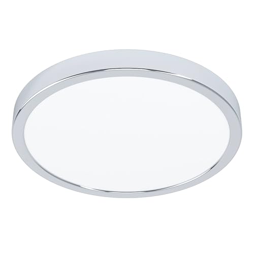 EGLO LED Deckenlampe Fueva 6, Bad Deckenleuchte Ø 27,8 cm, Badlampe aus Stahl in Chrom und Kunststoff in Weiß, Badezimer Lampe, warmweiß-kaltweiß, IP44 von EGLO