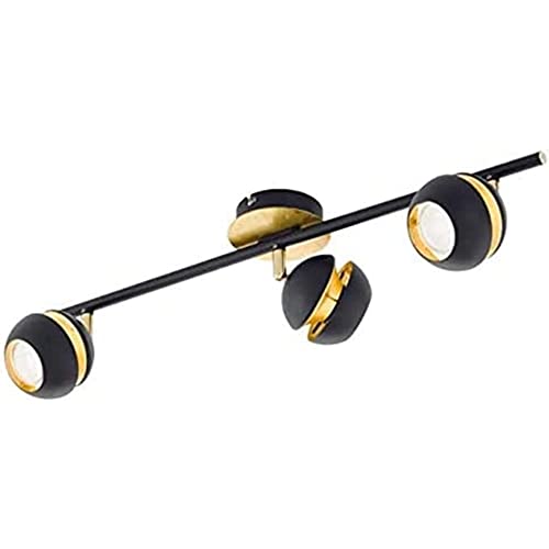 EGLO LED Deckenlampe Nocito, 3 flammige Deckenleuchte, Deckenstrahler aus Metall, Wohnzimmerlampe in Schwarz, Gold, Flurlampe, Spots inkl. GU10 Leuchtmittel, warmweiß von EGLO