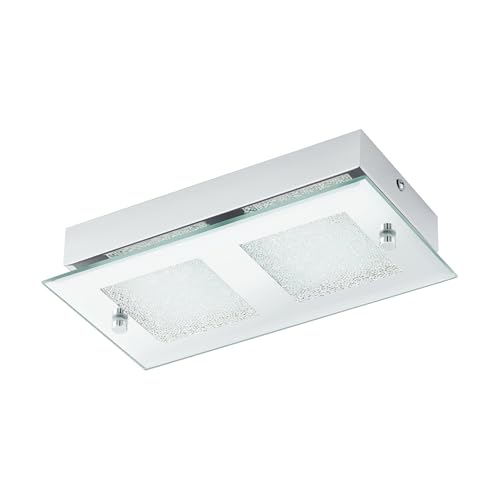 EGLO LED Deckenlampe Pallante, Deckenleuchte, Stahl in chrom, Spiegel m.Brillantglas in chrom, klar neutralweiß von EGLO