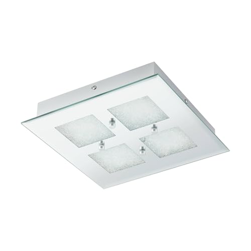 EGLO LED Deckenlampe Pallante, Deckenleuchte, Stahl in chrom, Spiegel m.Brillantglas in chrom, klar neutralweiß von EGLO
