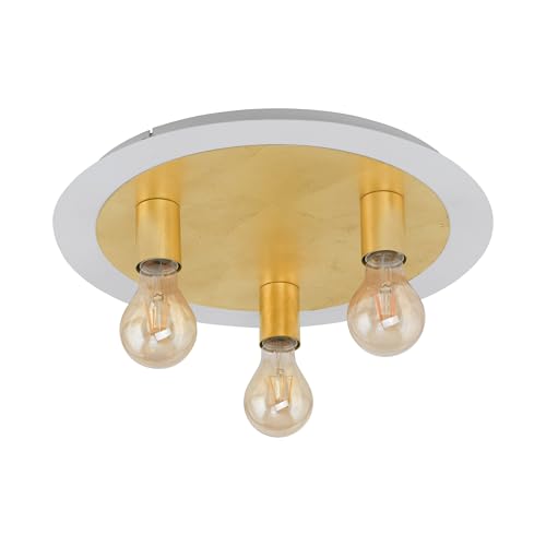 EGLO LED Deckenlampe Passano, 3 flammige Deckenleuchte Vintage, Retro, Wohnzimmerlampe aus Metall in Weiß, Gold, Schlafzimmerlampe, Flurlampe Decke mit E27 Fassung, Ø 45 cm EGLO LED Deckenlampe Passano, 3 flammige Deckenleuchte Vintage, Retro, Wohnzimmerlampe aus Metall in Weiß, Gold, Schlafzimmerlampe, Flurlampe Decke mit E27 Fassung, Ø 45 cm von EGLO