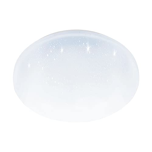 EGLO LED Deckenlampe Pogliola-S, Ø 31 cm, Kristall Deckenleuchte, Badleuchte Decke aus Stahl und Kunststoff, Badezimmer Lampe Sternenhimmel in weiß, neutralweiß, IP44 von EGLO
