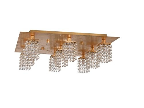 EGLO LED Deckenlampe Pyton Gold, Deckenleuchte, Stahl in goldfarben, Brillantglas in klar G9 Fassung von EGLO