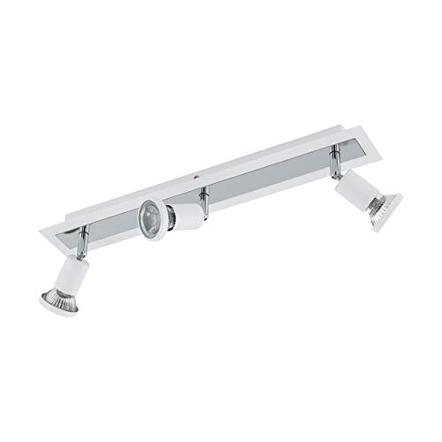 EGLO LED Deckenlampe Sarria, 3 flammige Deckenleuchte, Deckenspot aus Metall, Wohnzimmerlampe in Weiß, Chrom, Spots inkl. GU10 Leuchtmittel, warmweiß von EGLO