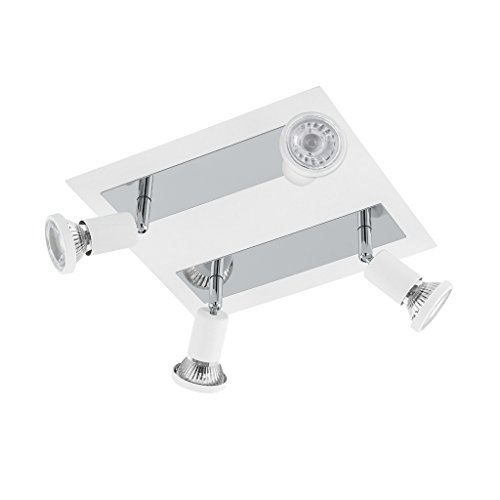 EGLO LED Deckenlampe Sarria, 4 flammige Deckenleuchte, Deckenstrahler aus Metall, Wohnzimmerlampe in Weiß, Chrom, Spots inkl. GU10 Leuchtmittel, warmweiß EGLO LED Deckenlampe Sarria, 4 flammige Deckenleuchte, Deckenstrahler aus Metall, Wohnzimmerlampe in Weiß, Chrom, Spots inkl. GU10 Leuchtmittel, warmweiß von EGLO