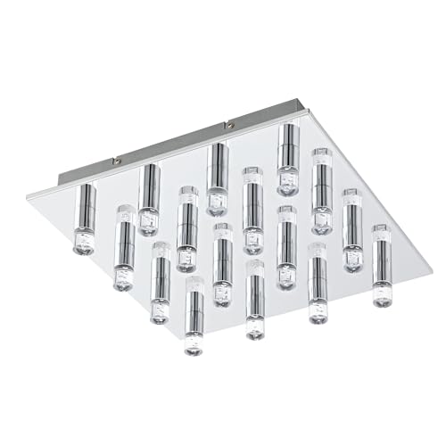 EGLO LED Deckenlampe Teocelo, Deckenleuchte, Stahl in chrom, Kunststoff in klar neutralweiß von EGLO