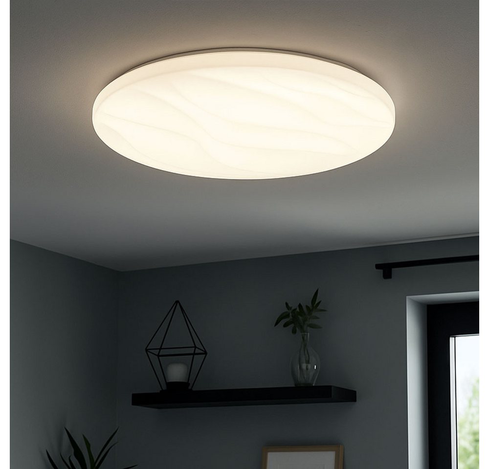 EGLO LED Deckenleuchte, LED-Leuchtmittel fest verbaut, Warmweiß, LED Deckenleuchte Deckenlampe Weiß Rund Wellenmuster D 44 cm EGLO LED Deckenleuchte, LED-Leuchtmittel fest verbaut, Warmweiß, LED Deckenleuchte Deckenlampe Weiß Rund Wellenmuster D 44 cm von EGLO