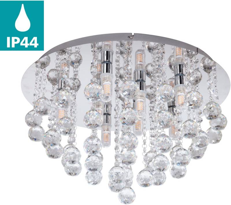 EGLO Deckenleuchte ALMONTE Deckenlampe, Stahl und Glas, IP44, G9, Wohnzimmerlampe, Lampe, LED wechselbar, Warmweiß, Deckenbeleuchtung für Wohnzimmer, Flur oder Schlafzimmer von EGLO